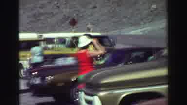 Lake Tahoe California (1969): People Cars At An Event Lady In Gold Shirt Walking