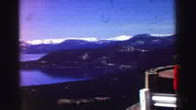 Lake Tahoe California-1969: Overlooking The Beautiful Lake With Snowy Mountains