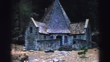 Lake Tahoe California (1969): Boy With Bicycle Walking Towards A Creepy Old Stone