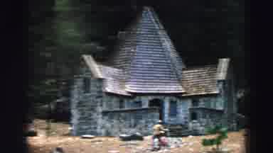 Lake Tahoe California (1969): Church Like Building In Forest With Giant Rock And