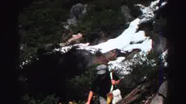 Lake Tahoe California (1969): Man Climbing Mountain With Ice And Branches In The