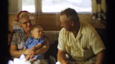Disneyland California (1959): Two Grandparents Holding And Talking To The Two