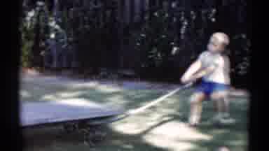 Disneyland California (1959): Child Blonde With Pull Cart And Sibling