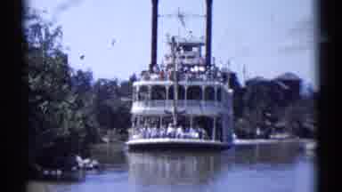 Disneyland California (1959): Old Fashioned Steam Boat With Crowds Of People