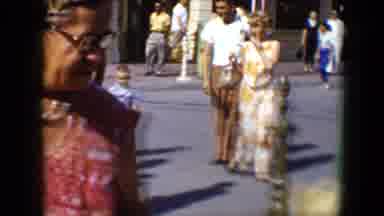 Disneyland California (1959): Indigenous Women And Children Walking Through A City