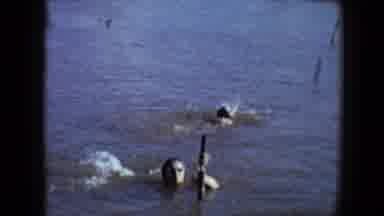 Disneyland California (1959): Woman Swims With Child In Calm Waters With A Lot Of