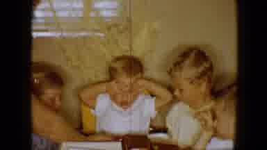 Disneyland California (1959): Young Children Sitting Around A Kitchen Table In A