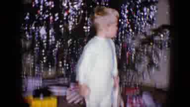 Disneyland California (1959): Two Little Boys Excited Opening Present On Christmas