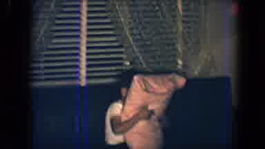 Disneyland California (1959): Boy Wearing White Shirt Falls Over On Brown Sofa