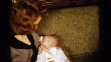 Gary Indiana USA (1961): Woman Sitting On A Couch Holding A Tiny Adorable Newborn
