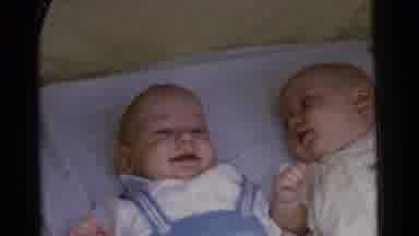 Gary Indiana USA (1961): Twins Boy And Girl Lying On Back In Crib Smiling Laughing
