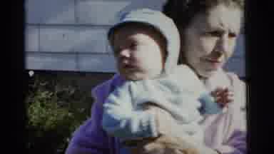 Gary Indiana USA (1961): Two Women Outside Holding Two Babies That Are Wearing