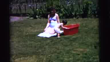 Gary Indiana USA (1961): Mother Sits Outdoors With Her Baby