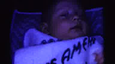 Gary Indiana USA (1961): Happy, Content Baby Smiling While Lying On Chevron
