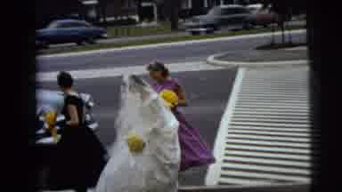 Moline Illinois USA (1962): A Woman In A Wedding Dress Stands With Two Other Women