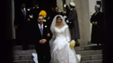 Moline Illinois USA (1962): Newly Married Husband And Wife Walking Out Of A Church