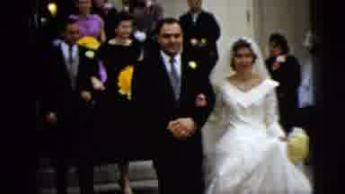 Moline Illinois USA (1962): Bride And Groom Leave The Church Followed Closely By