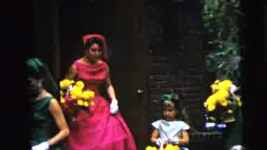 Moline Illinois USA (1962): Three Bridesmaids And A Little Flower Girl Standing