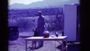Clarkdale Arizona (1966): Man With Dog In Desert