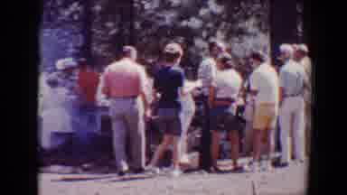Flagstaff Arizona USA (1967): A Lot Of People Standing In A Line At A Bar B Que To