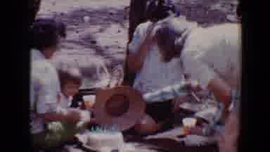 Flagstaff Arizona USA (1967): Happy People In A Picnic Looking For A Birthday Cake