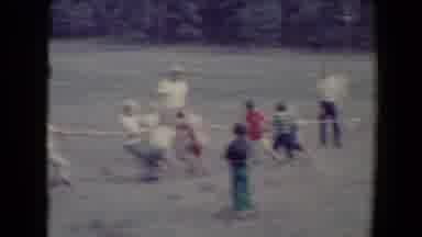Flagstaff Arizona USA (1967): Two Teams Of Young Kids Playing Tug Of War In The