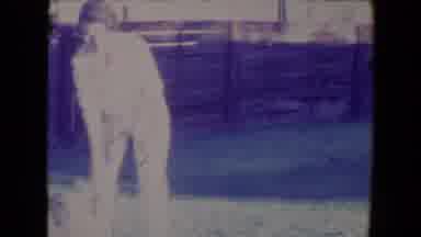 Tucson Arizona USA (1967): Woman Playing With Her Small Black Dog In The Yard