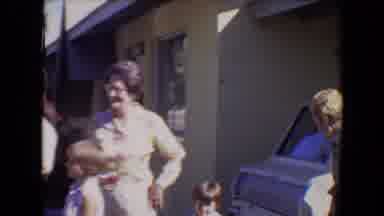 Tucson Arizona USA (1967): Grandparent Parent Children Toddler Outside Laughing