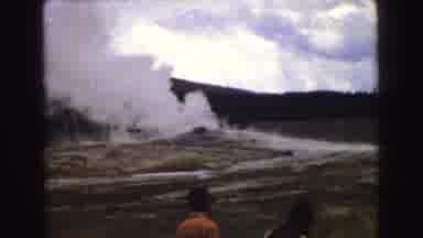 Yellowstone Wyoming USA-1967: View Of Steamy Geysers In Yellowstone National Park