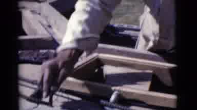 Cottonwood Arizona (1968): Masonry Laying Down Brown Mason Cement Onto Cast Mold