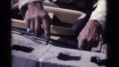 Cottonwood Arizona (1968): A Mason Or Builder Lays Bricks With Concrete Or Mud