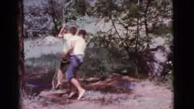 Cottonwood Arizona (1968): Two Boys Playing On A Rope Swing