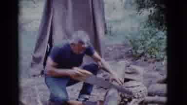 Cottonwood Arizona (1968): Man Saws A Log And Gets Upset