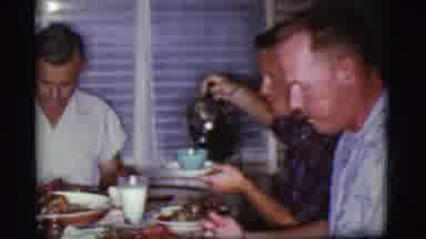 Cottonwood Arizona (1968): Three Men Sitting At The Dinner Table Pouring Coffee