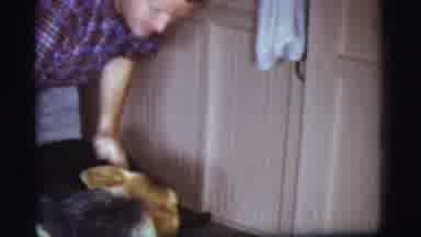 Cottonwood Arizona (1968): A Man Pets Hid German Shepherd Dog While It Circles