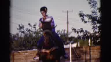 Cottonwood Arizona (1968): Woman Riding Horse In A Corral With Mountains In The