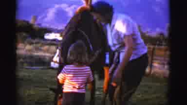 Cottonwood Arizona (1968): A Young Girl And An Adult Woman Are Next To A Horse