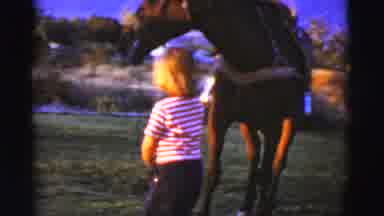 Cottonwood Arizona (1968): Little Girl And Her Mother With A Brown Big Horse At