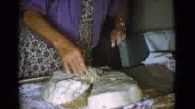 Cottonwood Arizona (1968): An Old Lady Making Homemade Bread Manually
