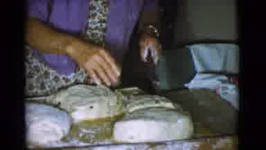 Cottonwood Arizona (1968): Elder Woman Is Making Bread But Right Now Is Separating
