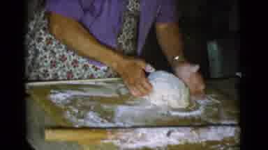 Cottonwood Arizona (1968): Adult Man Making Homemade Bread On Wooden Board At Home