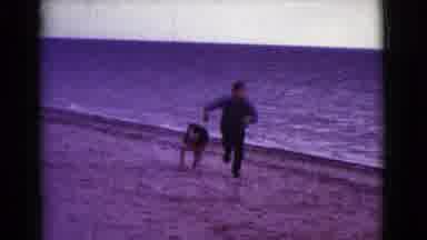 Cottonwood Arizona (1968): Young Boy Running With His Large Breed Pet Dog On A