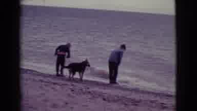 Cottonwood Arizona (1968): Two Young Boy And Their Large Breed Pet Dog Walking