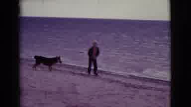 Cottonwood Arizona (1968): Two Young Boys And Their Large Breed Pet Dog Walking