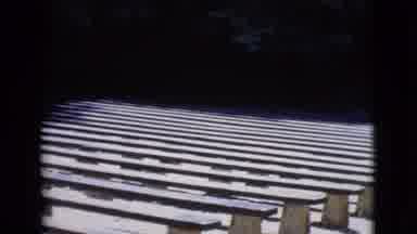 San Diego County California (1968): Camera Pans Across Many Rows Of Empty Benches