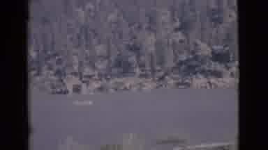 San Diego County California (1968): River Riverbank Hill Dry Vegetation Watercraft