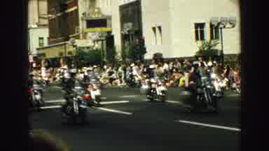 Vancouver Bc Canada (1968): A Convoy Of Police On Motorcycles Proceed Down A