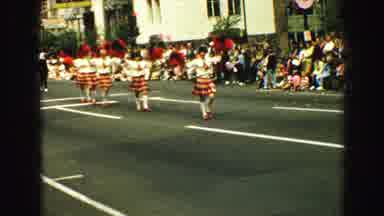Vancouver Bc Canada (1968): Women Marching Down The Street In Skirts With Red And