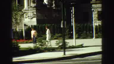 Vancouver Bc Canada (1968): People Admire Grass Outside Of A Large Stone Building