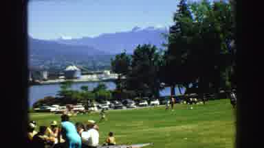 Vancouver Bc Canada (1968): View Of Lake,Mountains And People Enjoying A Bright
